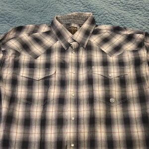 Roper Black and White Plaid Casual Button Down Shirt